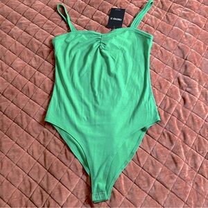 Green gathered cami bodysuit